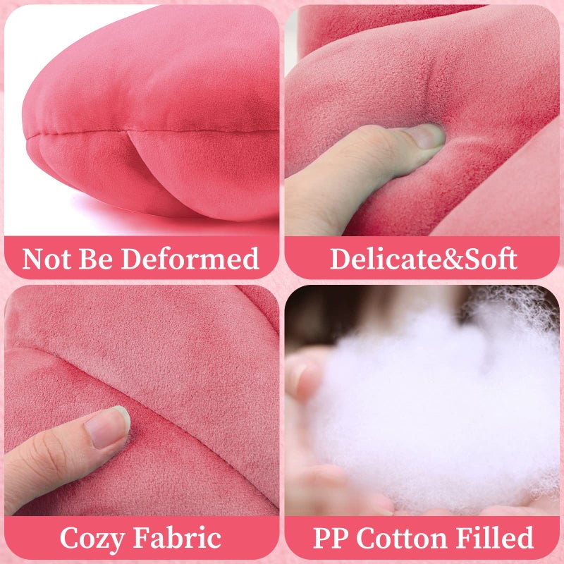 Yi-gog Seashell Pillow Sea Shaped Decorative Princess Throw Pillow 3D Velvet Soft Ocean Cute Throw Pillows for Bed Couch Chair Sofa Room 18 X 13 inch - Image 5